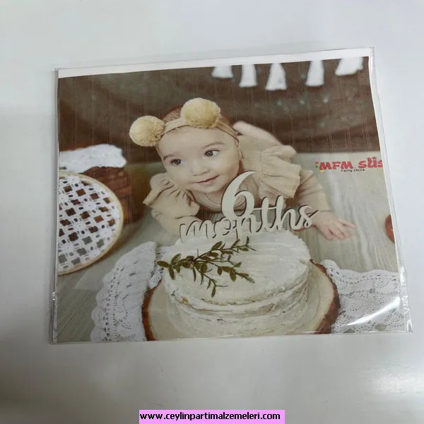 6 Ay Temalı Pasta Üzeri 